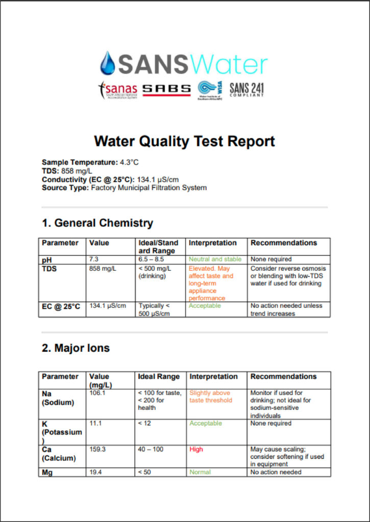 A SANS 241 Water Test is a must for any household or business to ensure safe water and prevent future damage to the property.